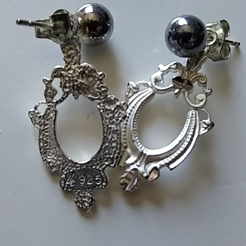 925 Sterling Solid Silver Decorative Earrings - image 3